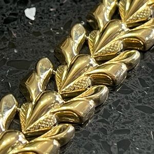 18k Gold Technibond Vermeil Stampato Link Wide Polished Bracelet Vintage HSN